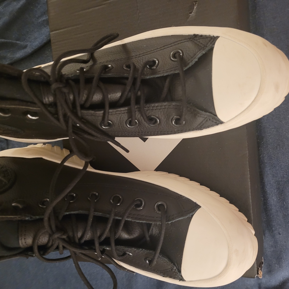 Converse Chuck Taylor All Star Platform Leather Sneakers - Black & White